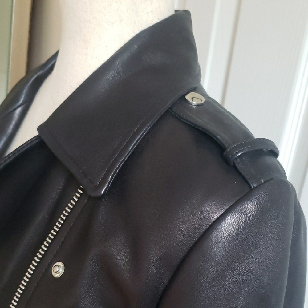 BCBGeneration Black Leather Moto Biker Jacket Sz M - Picture 6 of 11